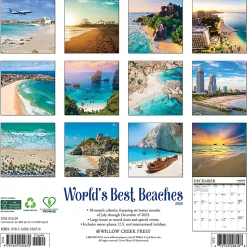 2026 Willow Creek Press Scenic Monthly Wall Calendar, 12" x 12", World's Best Beaches, January To December, 55670