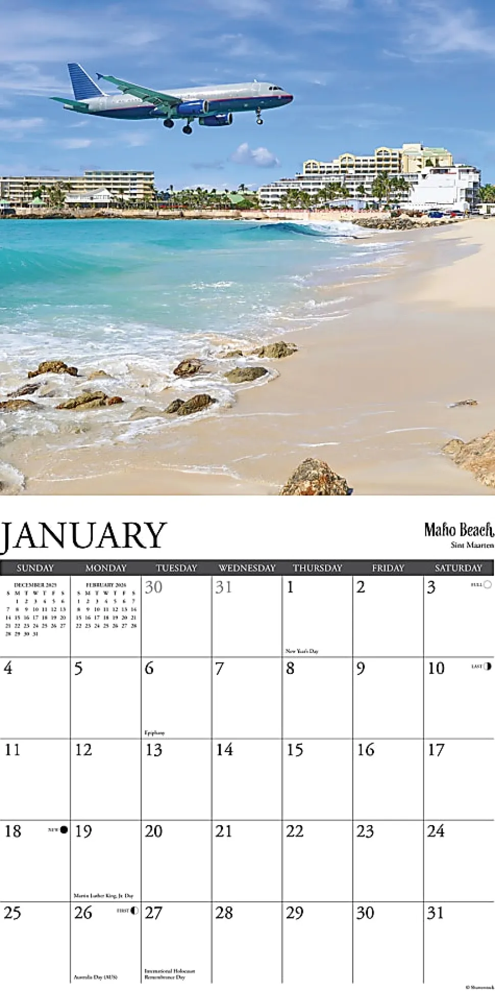 2026 Willow Creek Press Scenic Monthly Wall Calendar, 12" x 12", World's Best Beaches, January To December, 55670