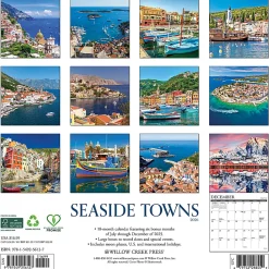 2026 Willow Creek Press Scenic Monthly Wall Calendar, 12" x 12", Seaside Towns, January To December, 56127