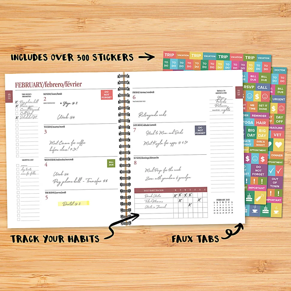 2026 Willow Creek Press Softcover Weekly/Monthly Planner, 6-1/2" x 8-1/2", Happy Stripe, January To December, 56677