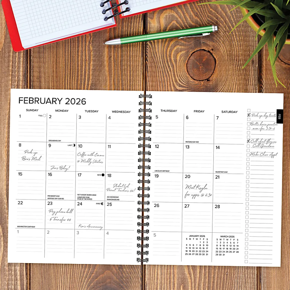 2026 Willow Creek Press Softcover Weekly/Monthly Planner, 6-1/2" x 8-1/2", Basic Black, January To December, 57827
