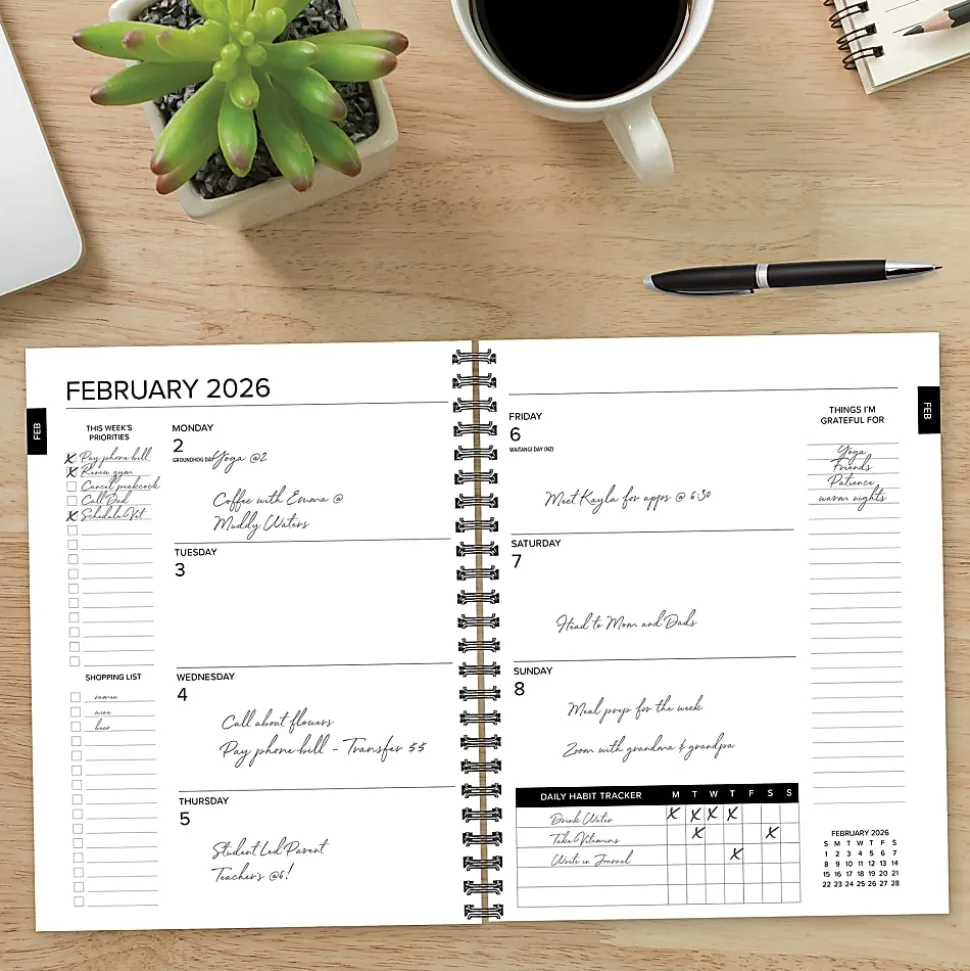 2026 Willow Creek Press Softcover Weekly/Monthly Planner, 6-1/2" x 8-1/2", Basic Black, January To December, 57827