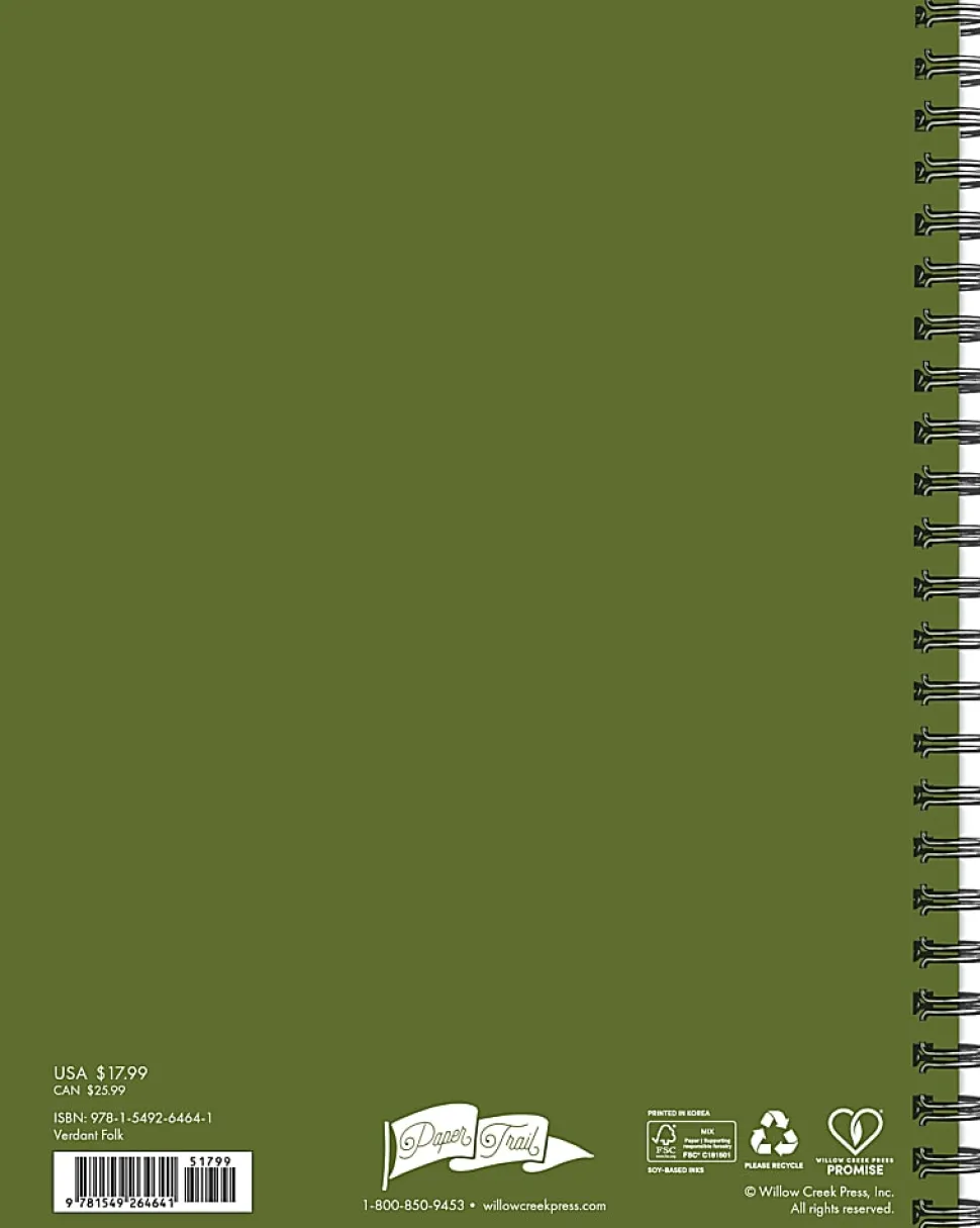 Willow Creek Press Softcover Weekly/Monthly Academic Planner, 6-1/2" x 8-1/2", Verdant Folk, July 2026 - June 2027, Total Qty 1