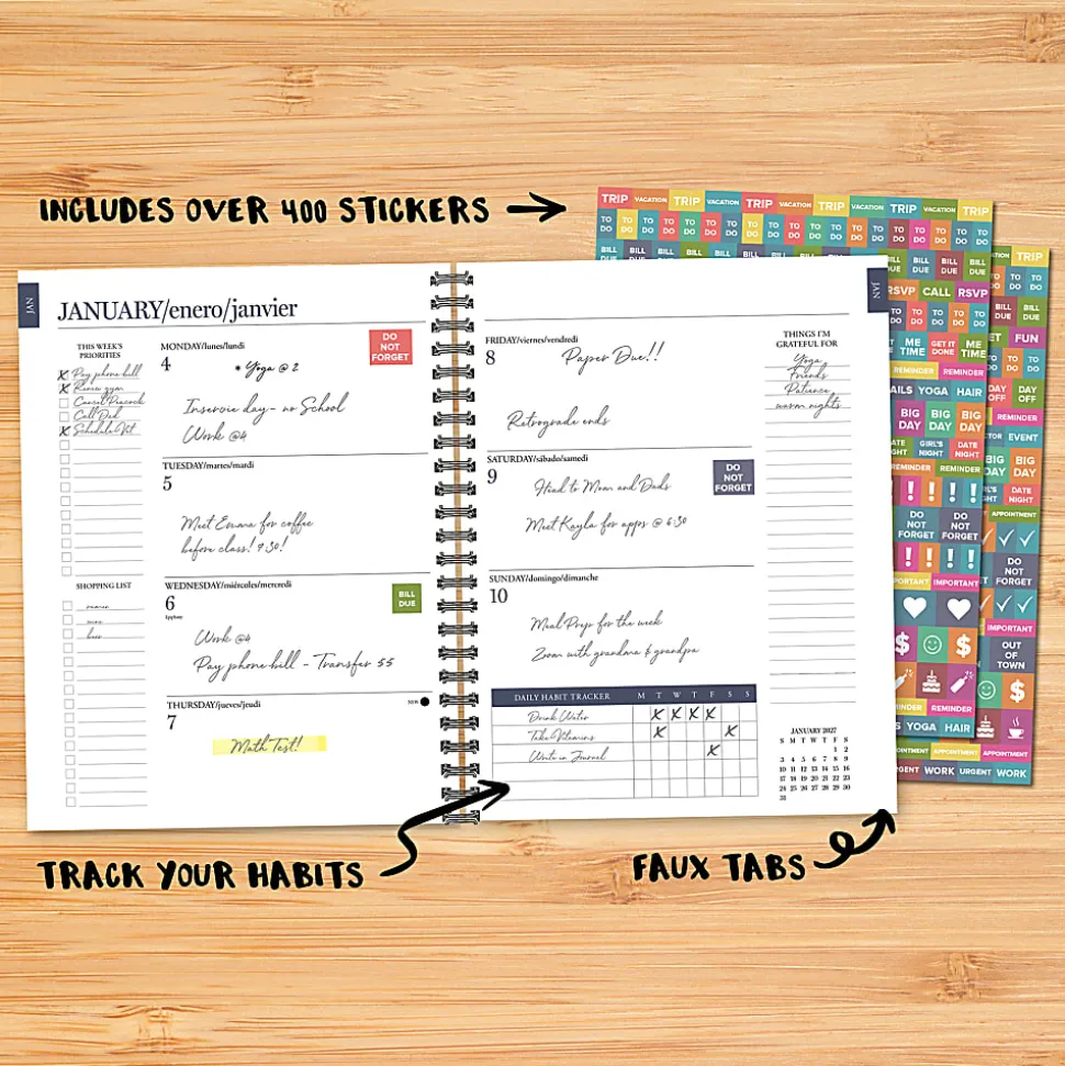 Willow Creek Press Softcover Weekly/Monthly Academic Planner, 8-1/2" x 11", Graphite Grid, July 2026 - June 2027, Total Qty 1