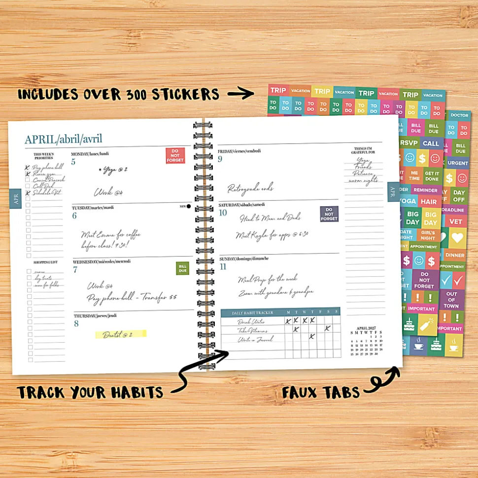 Willow Creek Press Softcover Weekly/Monthly Academic Planner, 8-1/2" x 6-1/2", Pink Duotone, July 2026 - June 2027, Total Qty 1