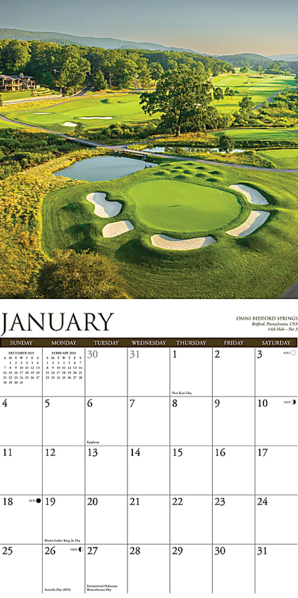 2026 Willow Creek Press Sports Monthly Wall Calendar, 12" x 12", Golf, January To December, 55816