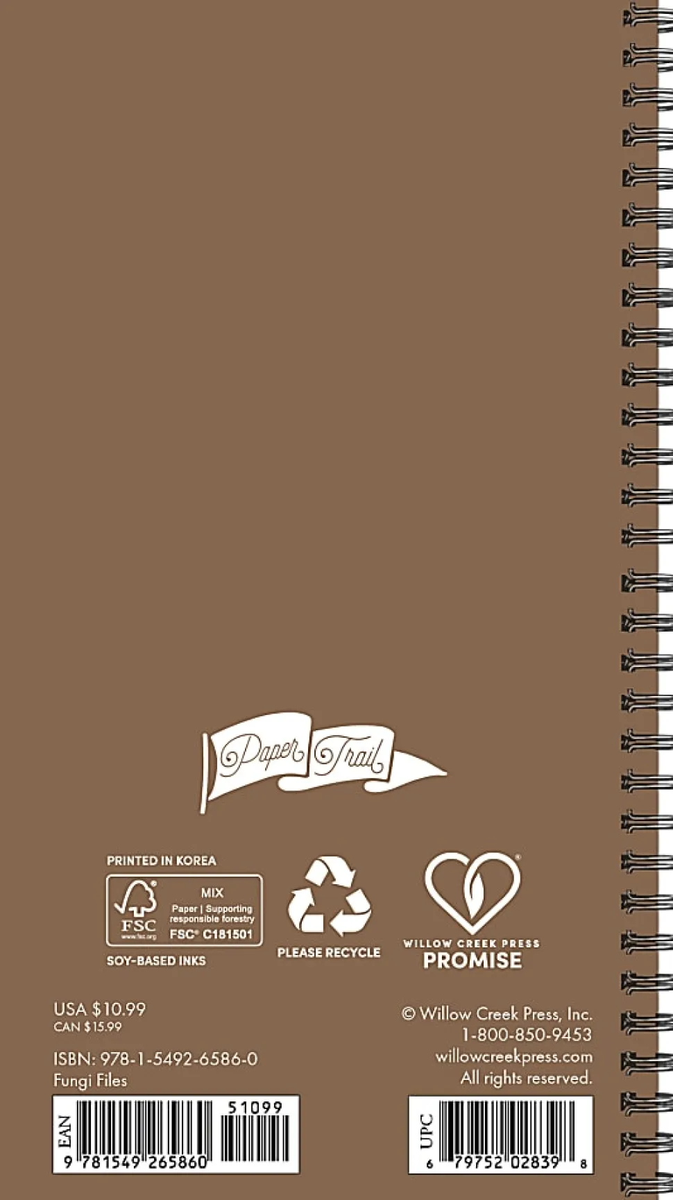 Willow Creek Press Weekly/Monthly Spiral Planner, 6-1/2" x 3-1/2", Fungi Files, July 2026 - June 2027, Total Qty 1