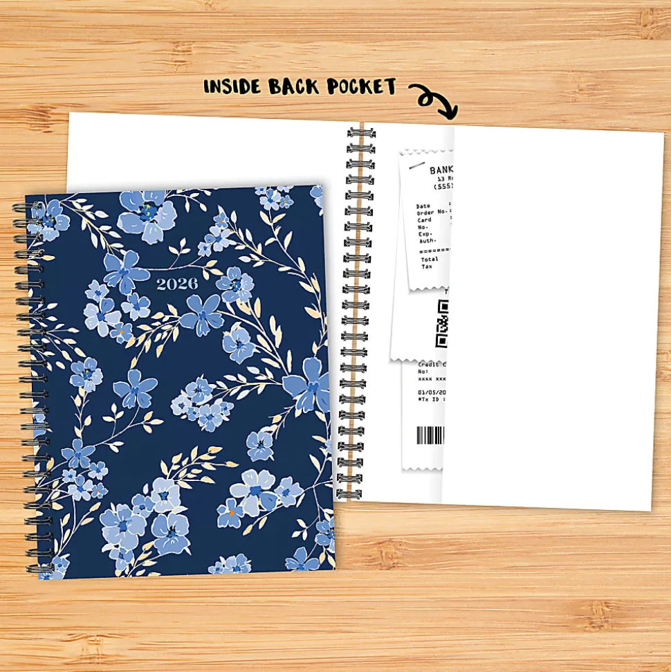 2026 Willow Creek Press Weekly/Monthly Softcover Planner, 8-1/2" x 11", Blue Floral, January To December, 56707