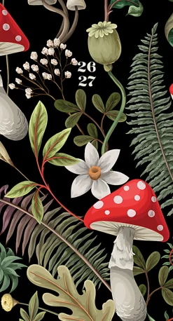 2026-2027 Willow Creek Press 2-Year Monthly Checkbook/Calendar, 3-1/2" x 6-1/2", Forest Mushroom, January 2026 To December 2027, 56561