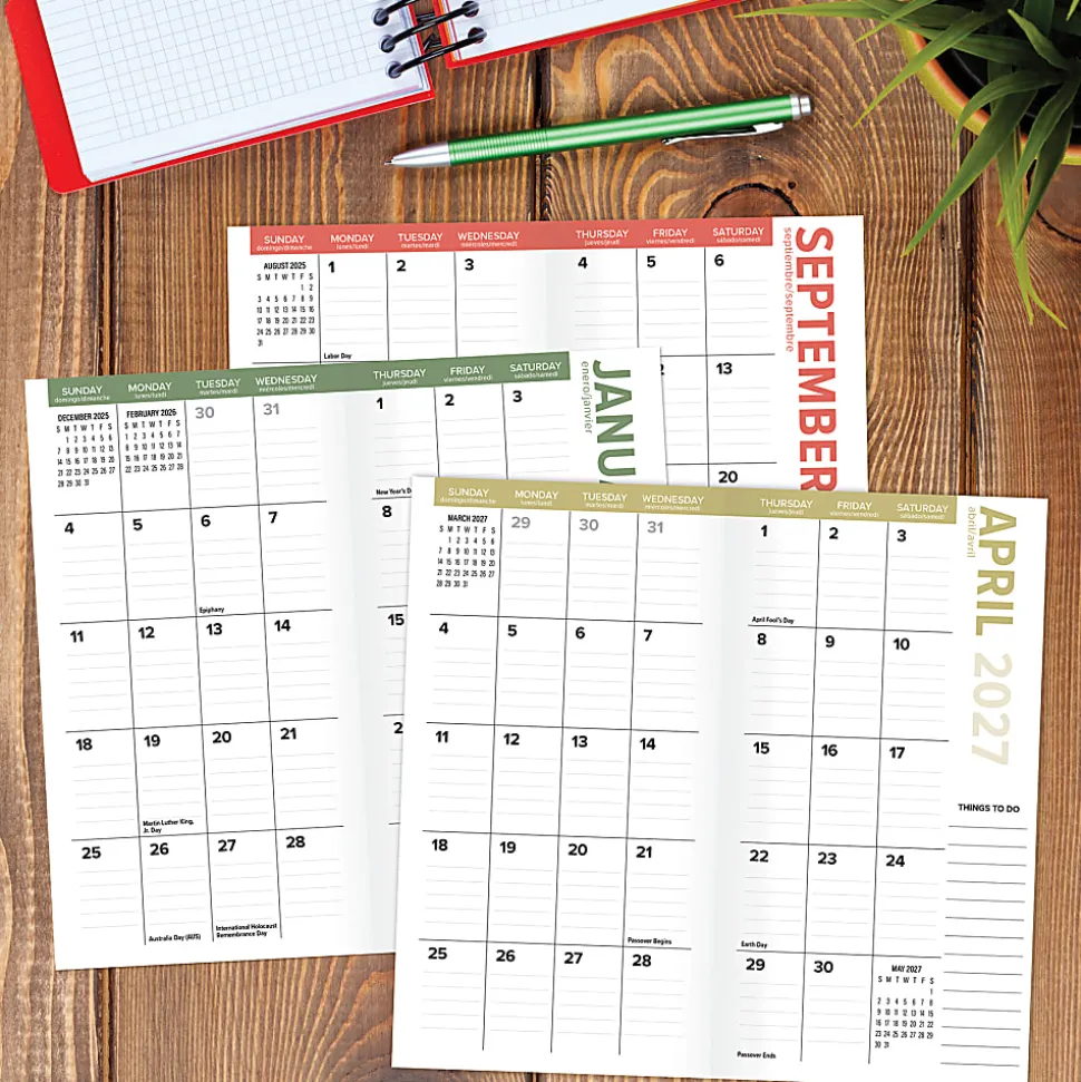 2026-2027 Willow Creek Press 2-Year Monthly Checkbook/Calendar, 3-1/2" x 6-1/2", Forest Mushroom, January 2026 To December 2027, 56561