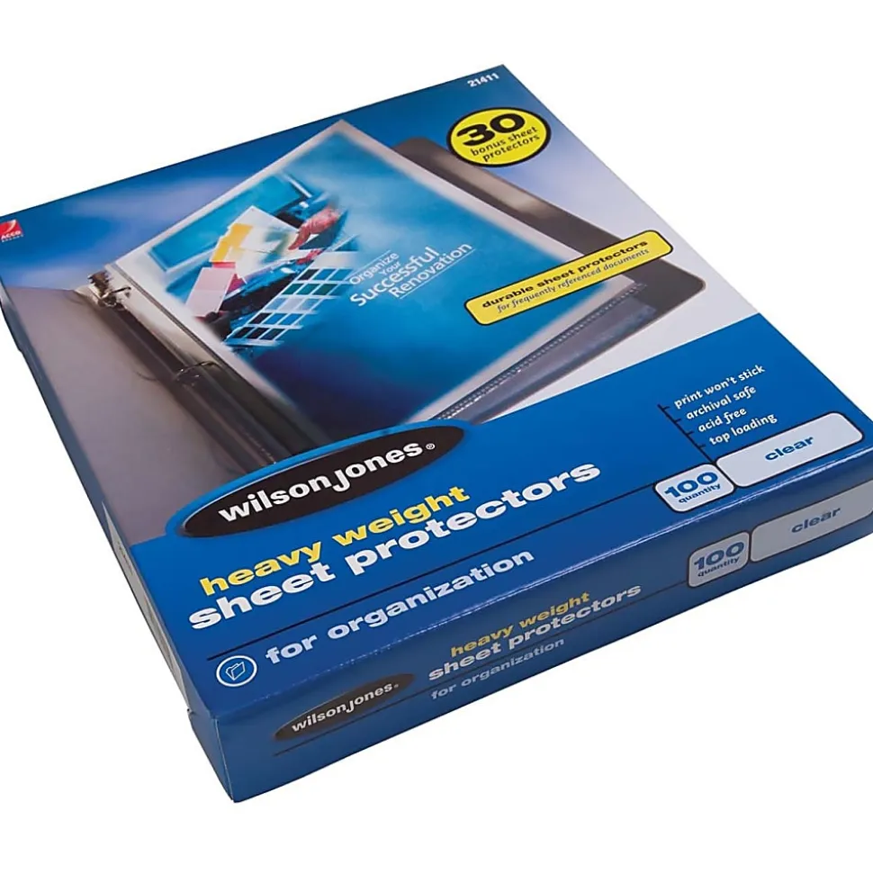 Wilson Jones® Top-Loading Sheet Protectors, Heavyweight, Diamond Clear, Box Of 100