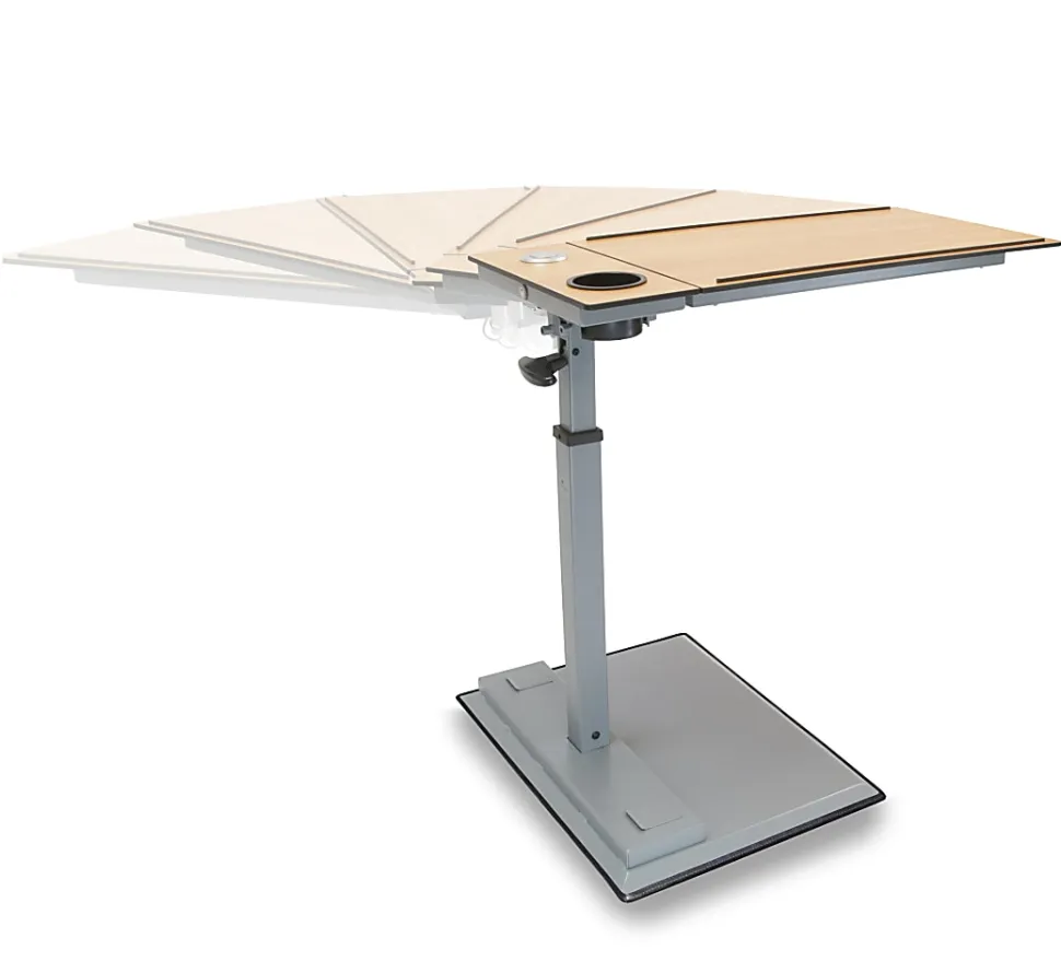 WiseLift Height-Adjustable Mobile Table Workstation, 28"H x 31-1/2"W x 15-3/4"D, Wood