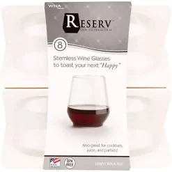 WNA Stemless Plastic Wine Glasses, 12 Oz, Clear, Case Of 64