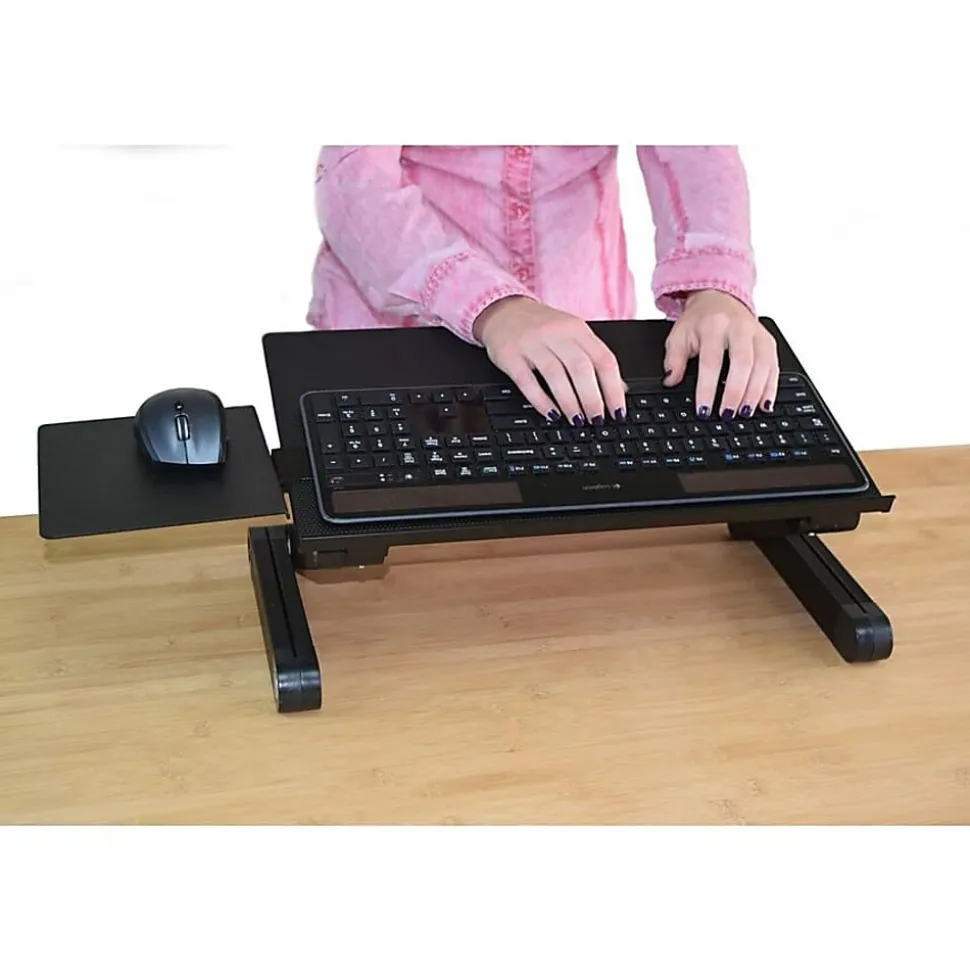 WorkEZ Adjustable Height Tilt On-Desk Stand Riser Tray, Black