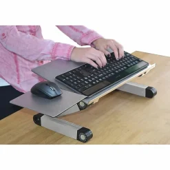 WorkEZ Adjustable-Height Tilt Ergonomic Computer Keyboard Stand Riser,  Silver