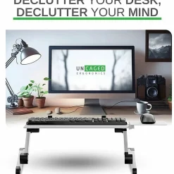 WorkEZ Adjustable-Height Tilt Ergonomic Computer Keyboard Stand Riser,  Silver