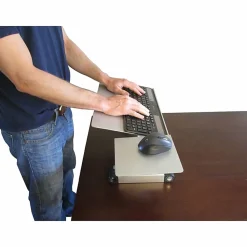 WorkEZ Adjustable-Height Tilt Ergonomic Computer Keyboard Stand Riser,  Silver