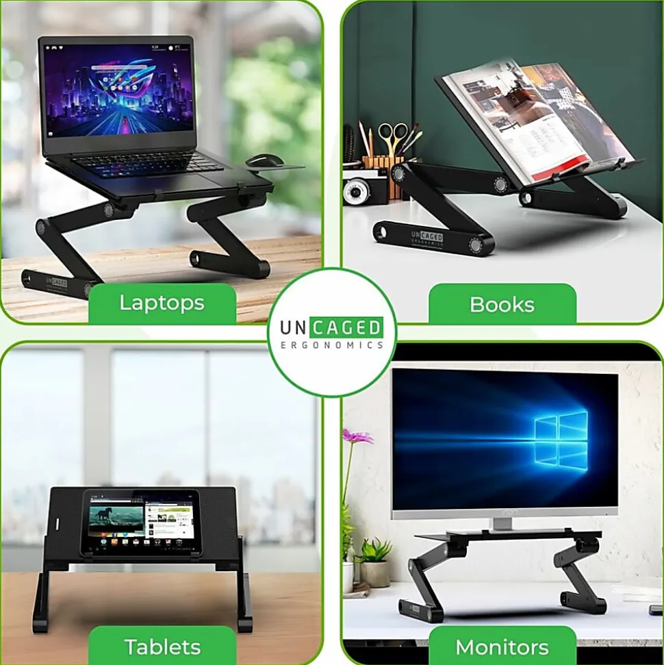 WorkEZ Best adjustable ergonomic laptop stand and lap desk with mouse pad black