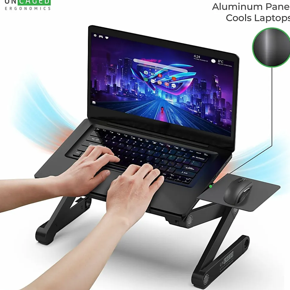 WorkEZ Best adjustable ergonomic laptop stand and lap desk with mouse pad black