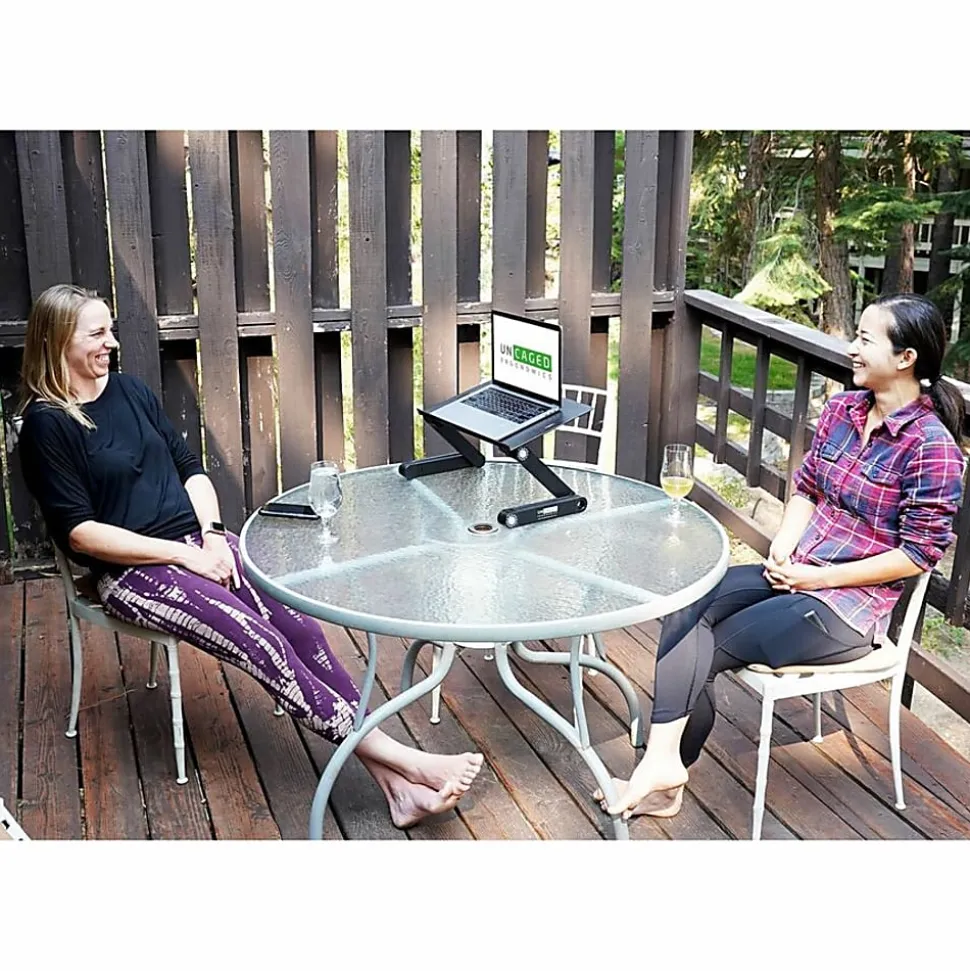 WorkEZ Best adjustable ergonomic laptop stand and lap desk with mouse pad black