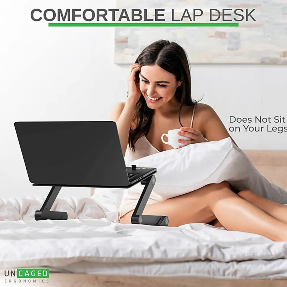 WorkEZ Best adjustable ergonomic laptop stand and lap desk with mouse pad black