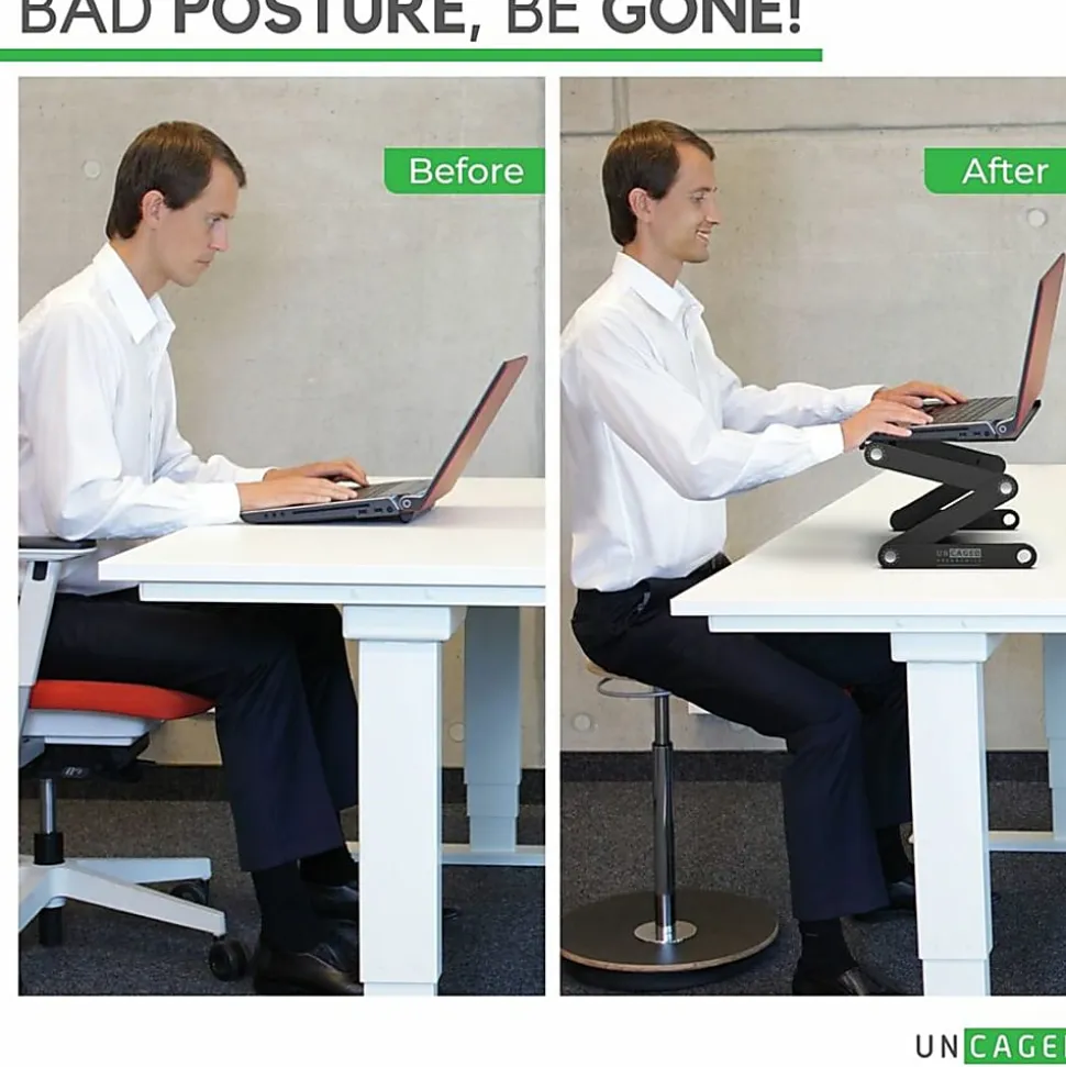 WorkEZ Best adjustable ergonomic laptop stand and lap desk with mouse pad black
