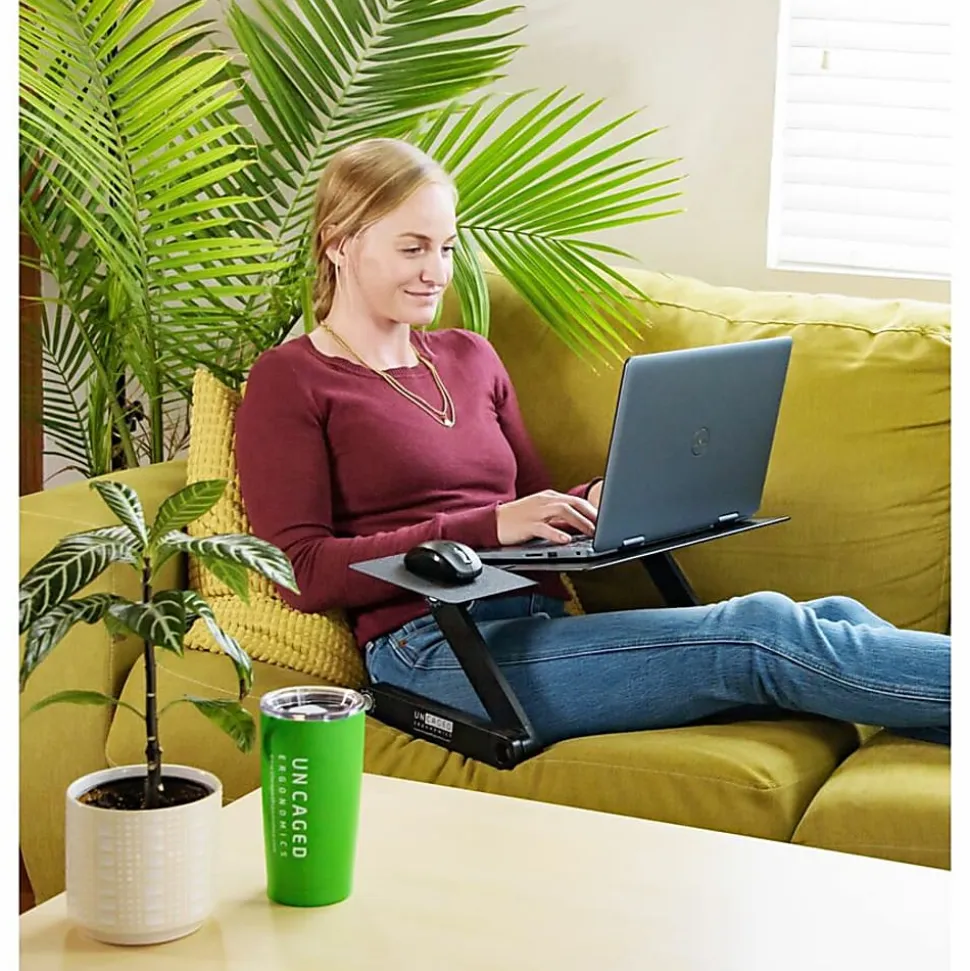 WorkEZ Best adjustable ergonomic laptop stand and lap desk with mouse pad black
