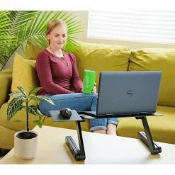 WorkEZ Best adjustable ergonomic laptop stand and lap desk with mouse pad black