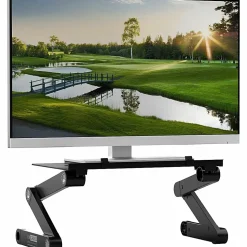 WorkEZ Monitor Stand Adjustable-Height Tilt Computer Monitor Riser, Black