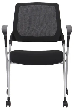 WorkPro® AnyPlace Mesh/Fabric Folding Nesting Chairs, Black, Pack Of 2 Chairs, BIFMA Compliant