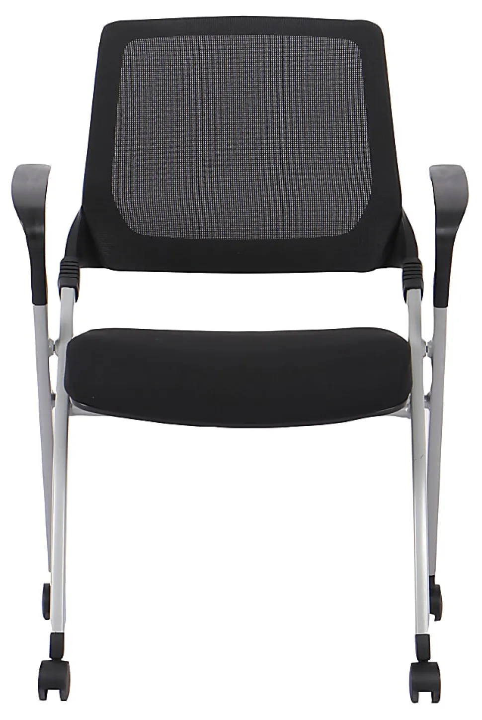 WorkPro® AnyPlace Mesh/Fabric Folding Nesting Chairs, Black, Pack Of 2 Chairs, BIFMA Compliant