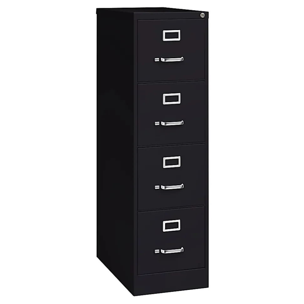 WorkPro 26 1/2"D 4-Drawer Letter-Size Vertical File Cabinet, Black
