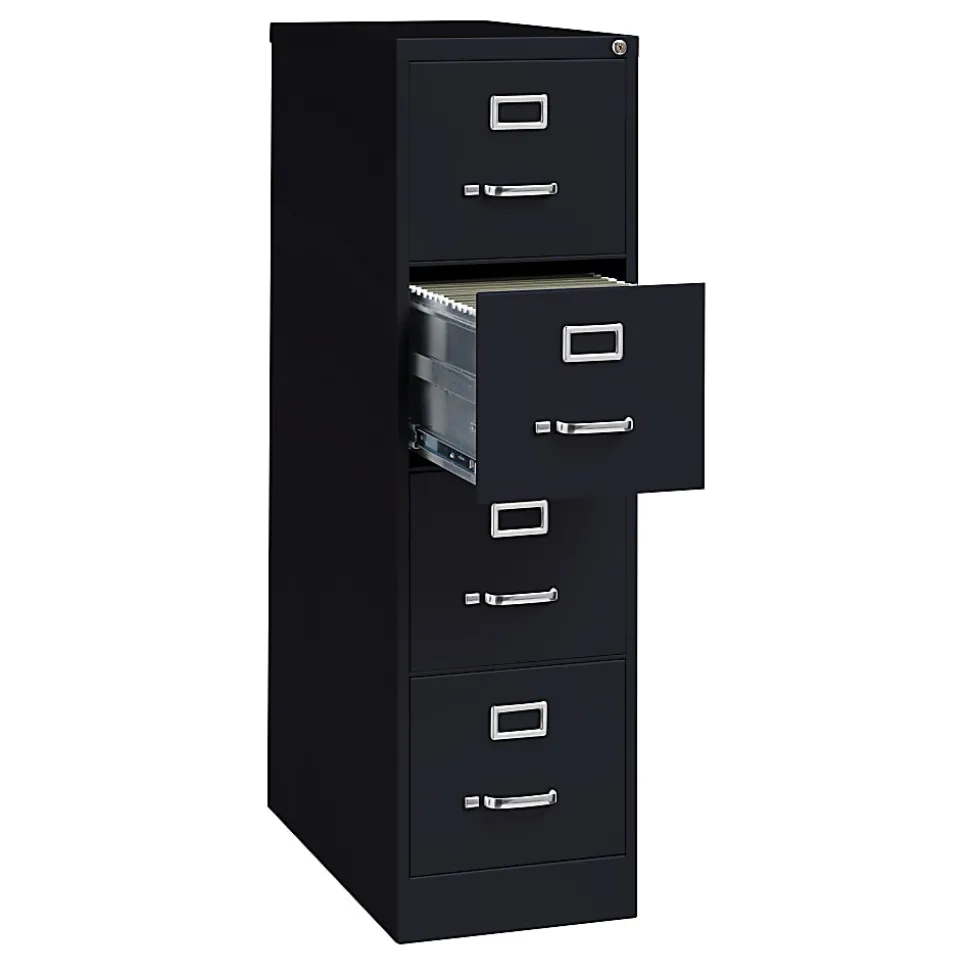 WorkPro 26 1/2"D 4-Drawer Letter-Size Vertical File Cabinet, Black