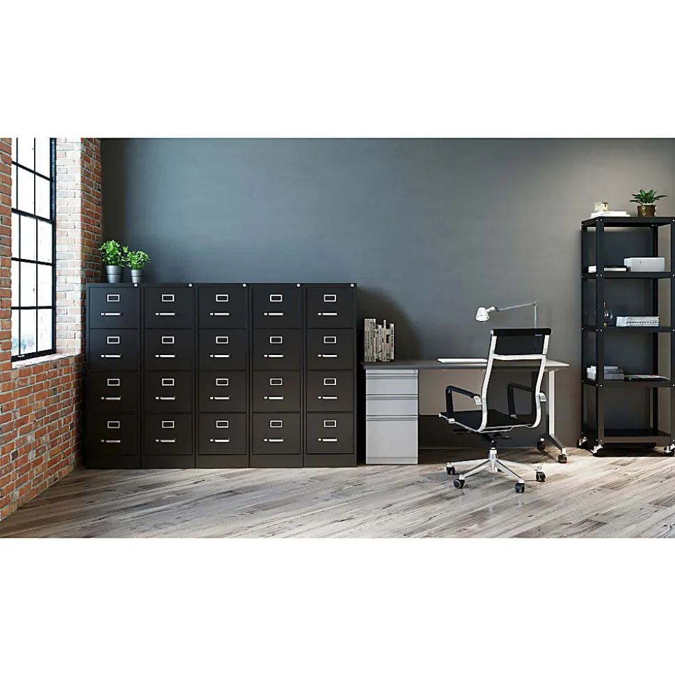 WorkPro 26 1/2"D 4-Drawer Letter-Size Vertical File Cabinet, Black