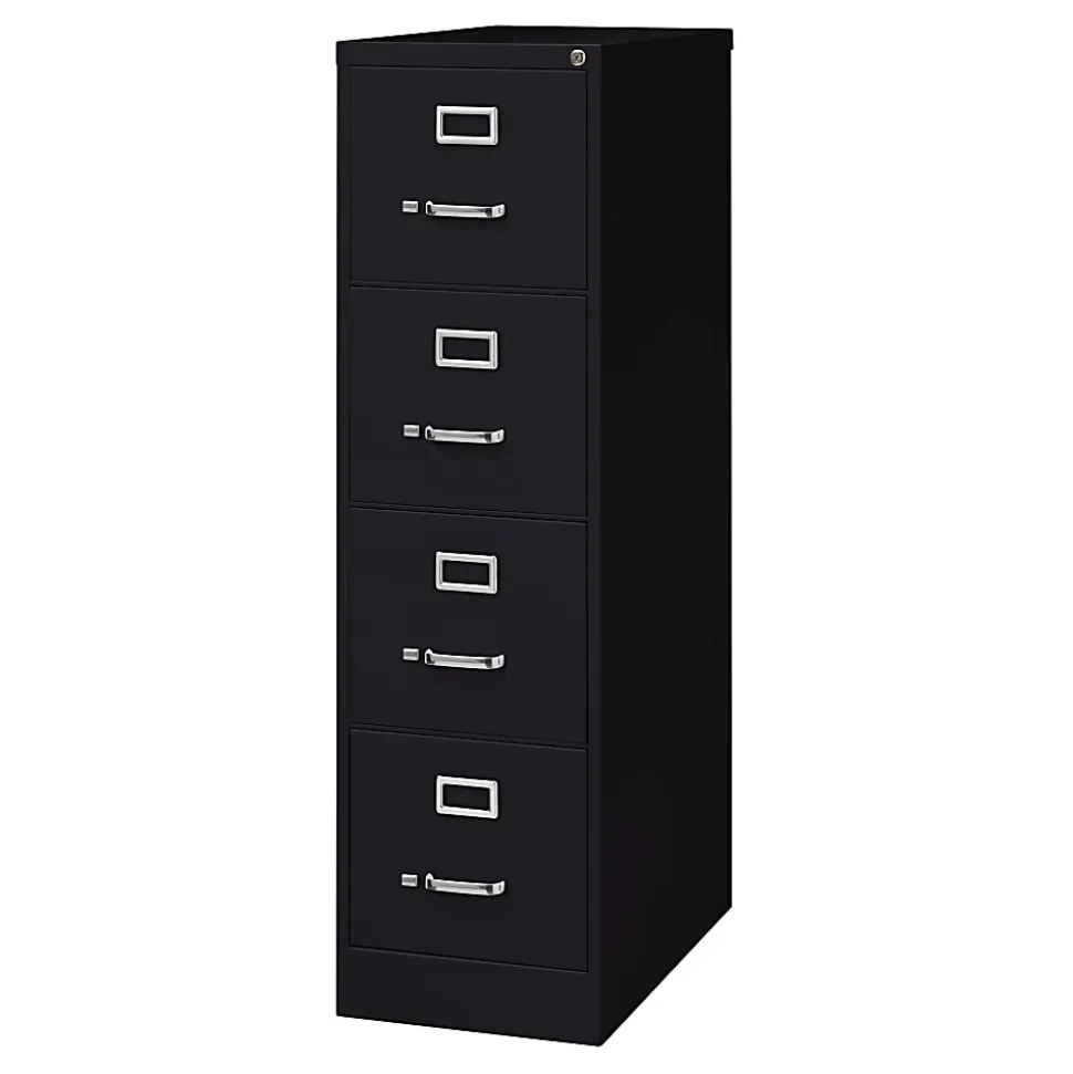 WorkPro 26 1/2"D 4-Drawer Letter-Size Vertical File Cabinet, Black