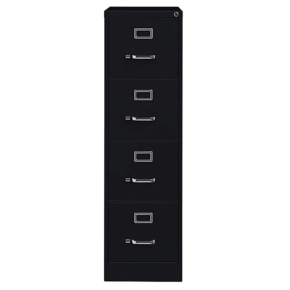 WorkPro 26 1/2"D 4-Drawer Letter-Size Vertical File Cabinet, Black