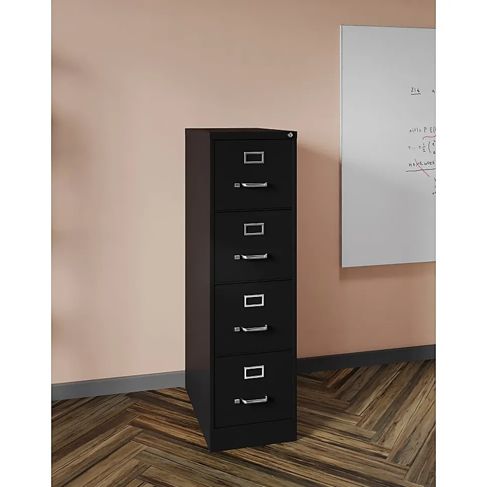 WorkPro 26 1/2"D 4-Drawer Letter-Size Vertical File Cabinet, Black