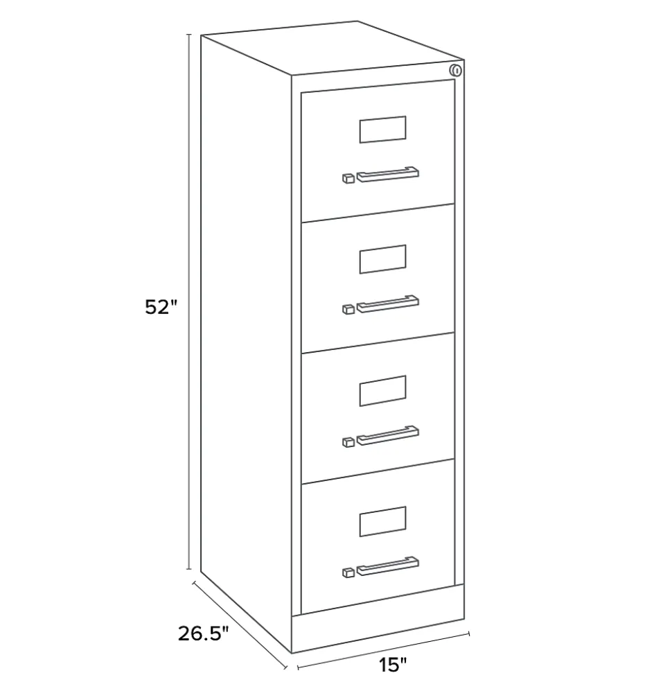 WorkPro 26 1/2"D 4-Drawer Letter-Size Vertical File Cabinet, Black