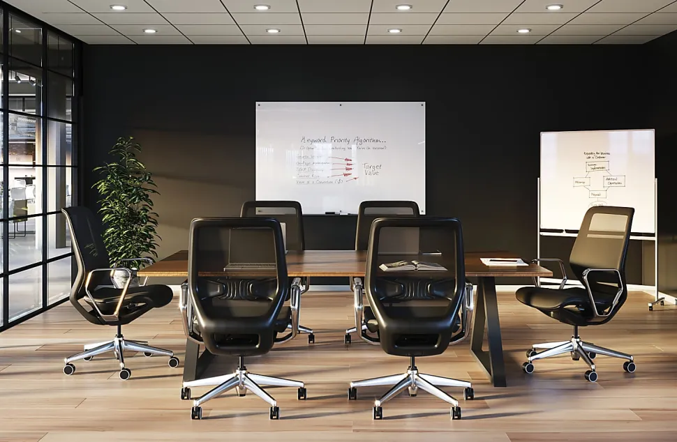 WorkPro® Double-Sided Mobile Magnetic Dry-Erase Whiteboard Easel, 36" x 48", Aluminum Frame With Silver Finish