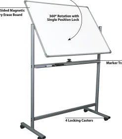 WorkPro® Double-Sided Mobile Magnetic Dry-Erase Whiteboard Easel, 36