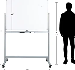 WorkPro® Double-Sided Mobile Magnetic Dry-Erase Whiteboard Easel, 36