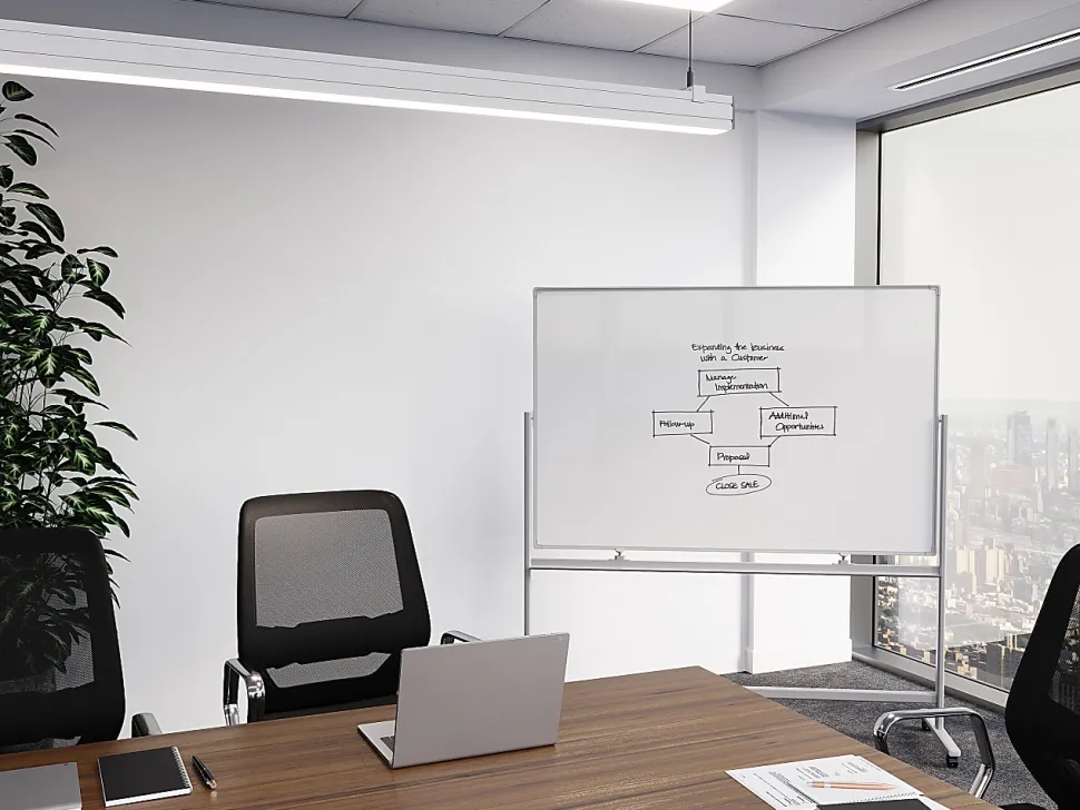 WorkPro® Double-Sided Mobile Magnetic Dry-Erase Whiteboard Easel, 36" x 48", Aluminum Frame With Silver Finish