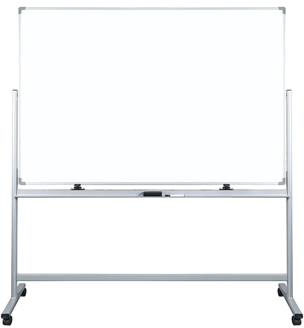 WorkPro® Double-Sided Mobile Magnetic Dry-Erase Whiteboard Easel, 72" x 48", Aluminum Frame With Silver Finish