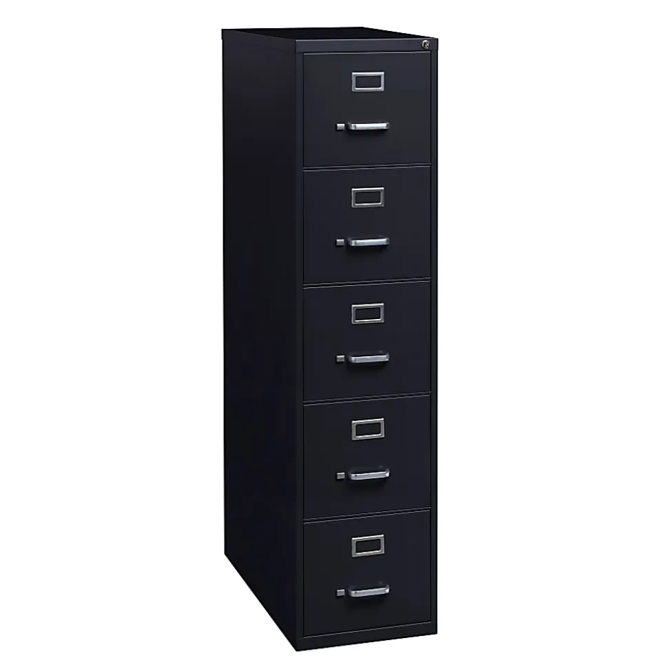 WorkPro® 26-1/2”D Vertical 5-Drawer File Cabinet, Black