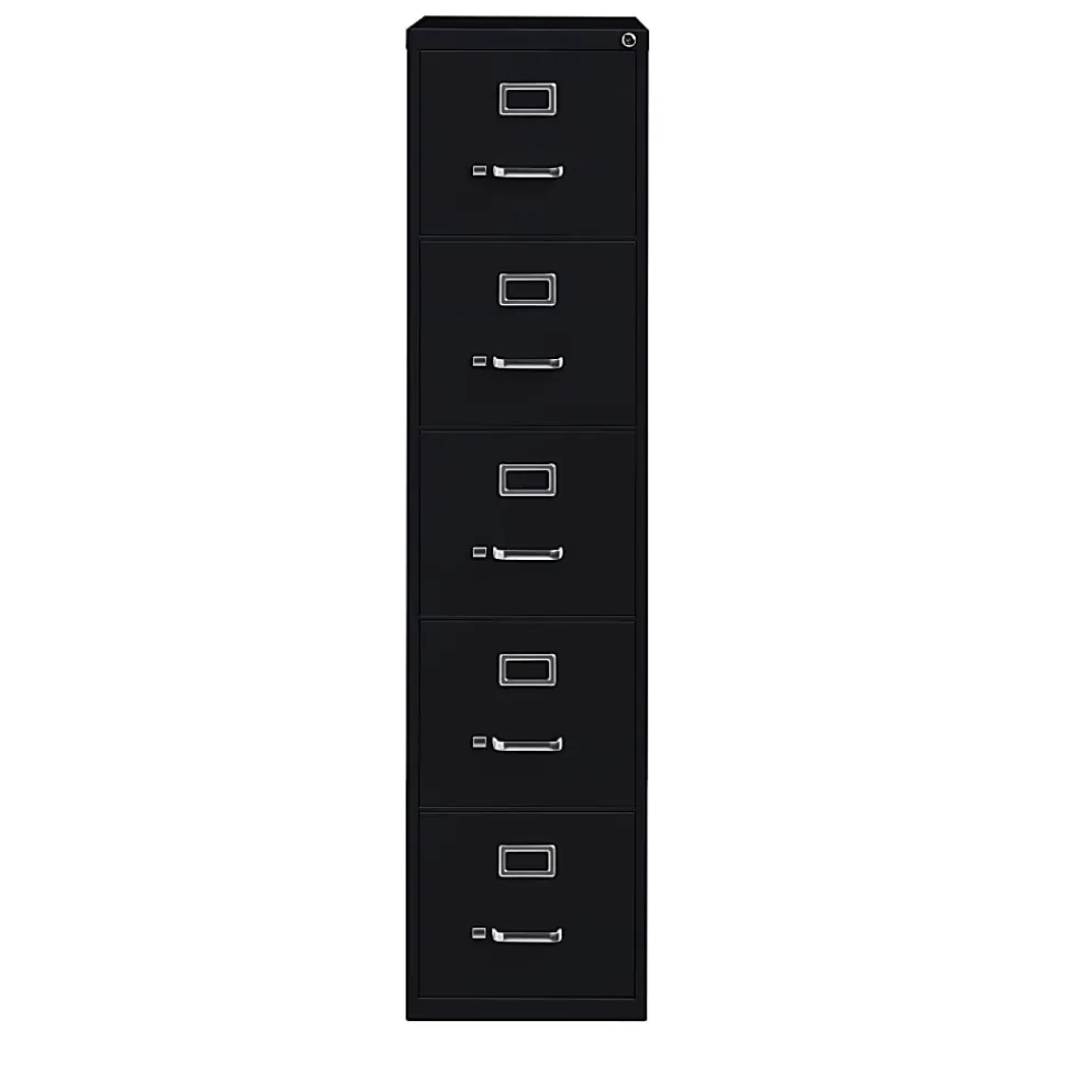 WorkPro® 26-1/2”D Vertical 5-Drawer File Cabinet, Black