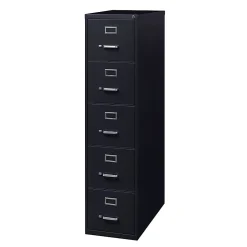 WorkPro® 26-1/2”D Vertical 5-Drawer File Cabinet, Black