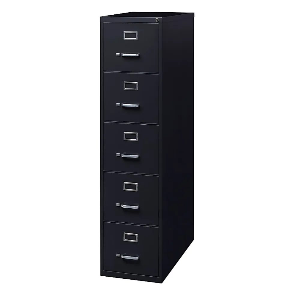 WorkPro® 26-1/2”D Vertical 5-Drawer File Cabinet, Black