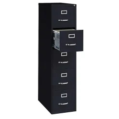 WorkPro® 26-1/2”D Vertical 5-Drawer File Cabinet, Black