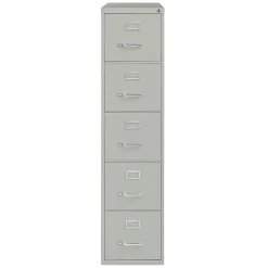 WorkPro® 26-1/2”D Vertical 5-Drawer File Cabinet, Light Gray
