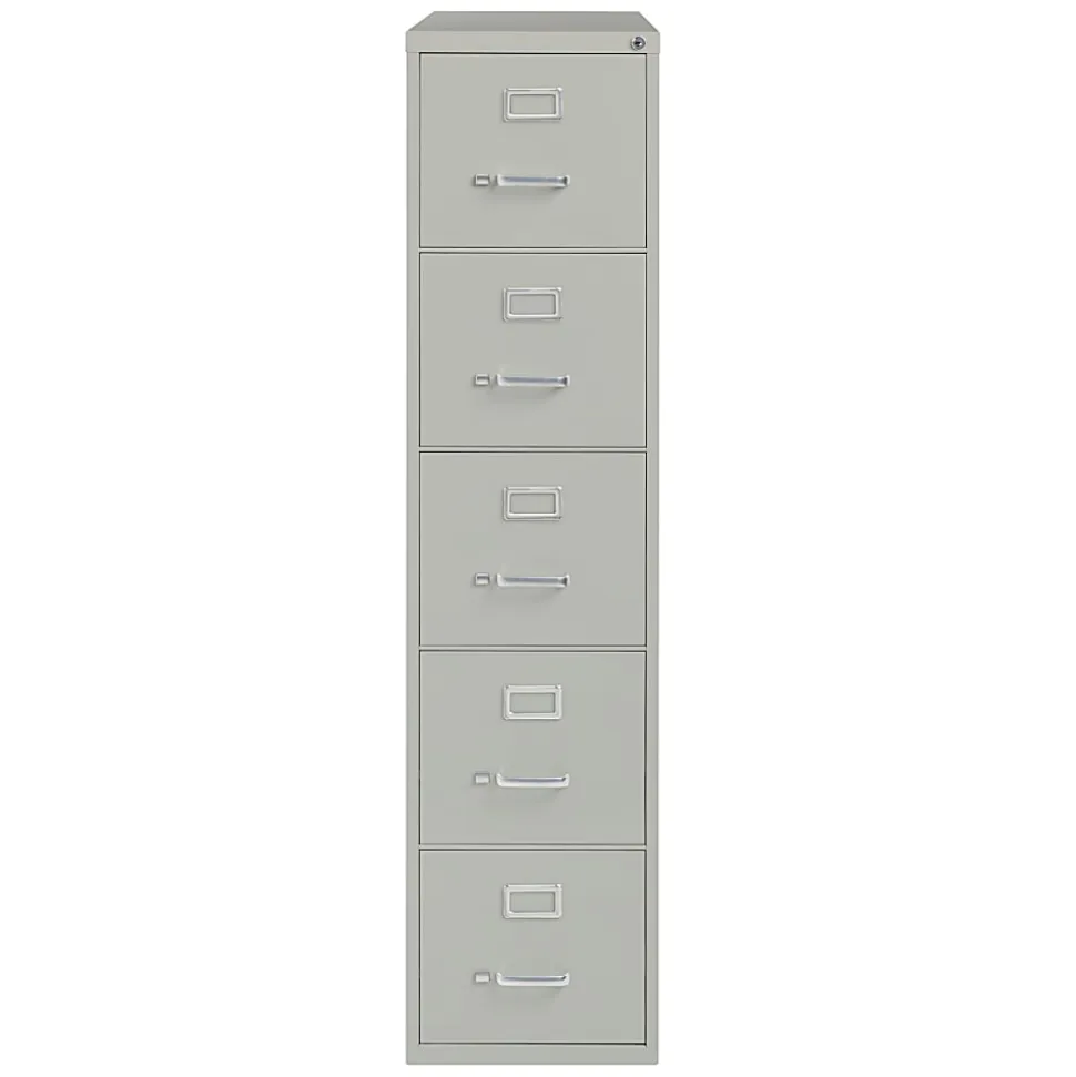 WorkPro® 26-1/2”D Vertical 5-Drawer File Cabinet, Light Gray